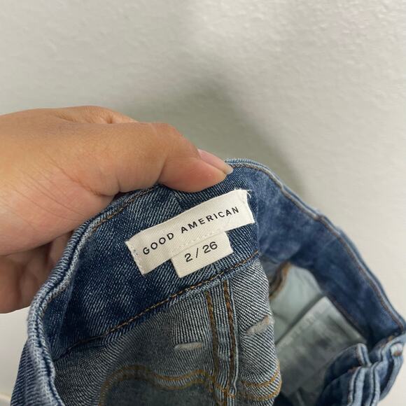 Good American Womens Jeans Size 2 Medium Wash Skinny Leg Distressed Denim - Picture 3 of 12
